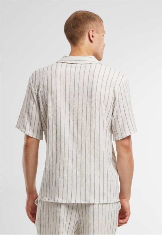 Striped Crinkle Resort Shirt offwhite/black 5XL - offwhite/black