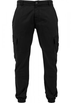 Washed Cargo Twill Jogging Pants - black