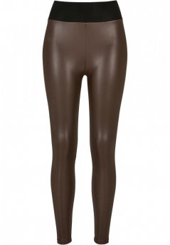 Legginsy damskie Urban Classics Ladies Faux Leather High Waist Leggings - brown