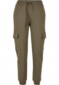 Damskie spodnie dresowe Urban Classics Cargo Sweat Pants - oliwkowe
