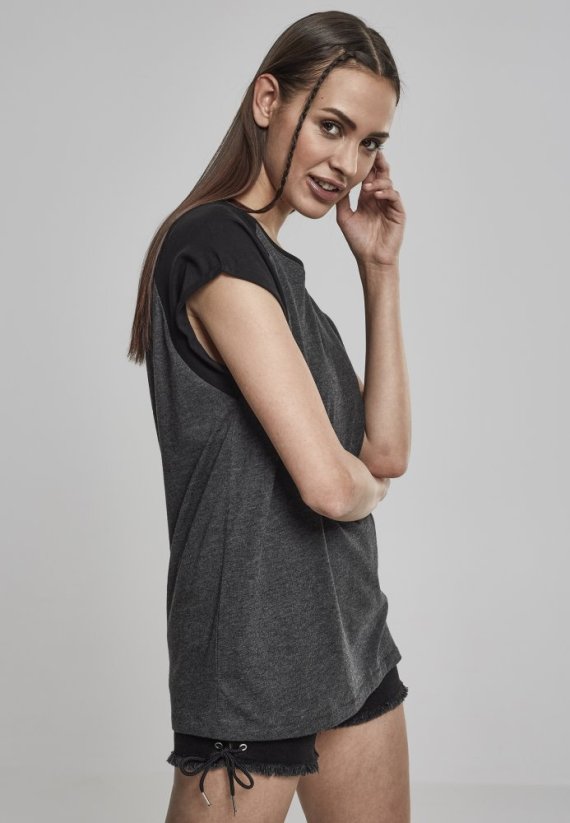 Tričko Urban Classics Ladies Contrast Raglan Tee - charcoal/black