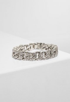 Big Bracelet With Stones - silver