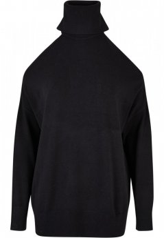 Ladies Cold Shoulder Turtelneck Sweater - black