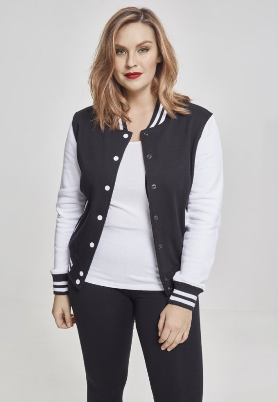 Bunda Urban Classics Ladies 2-tone College Sweatjacket - blk/wht