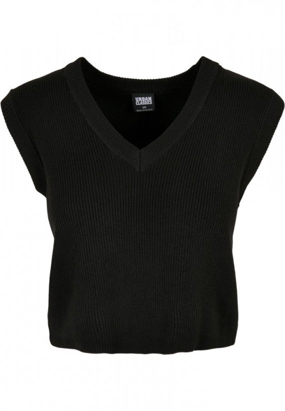 Damski podkoszulek Urban Classics Ladies Short Knittd Slip On - black