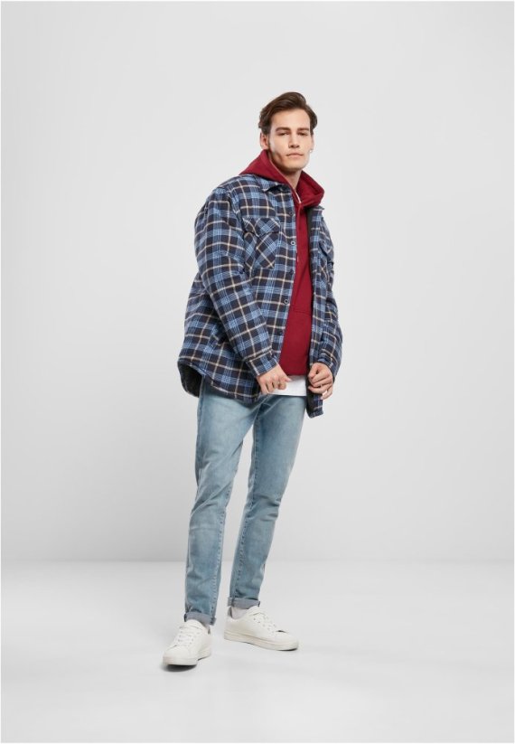 Plaid Quilted Shirt Jacket - lightblue/darkblue