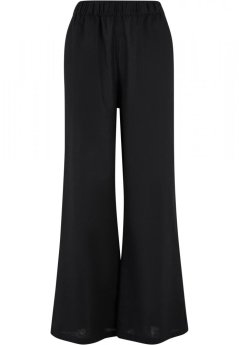 Ladies Linen Mixed Wide Pants - black