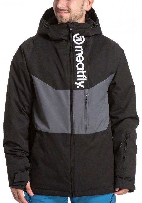 Čierno šedá pánska snowboardová bunda Meatfly Hoax Premium