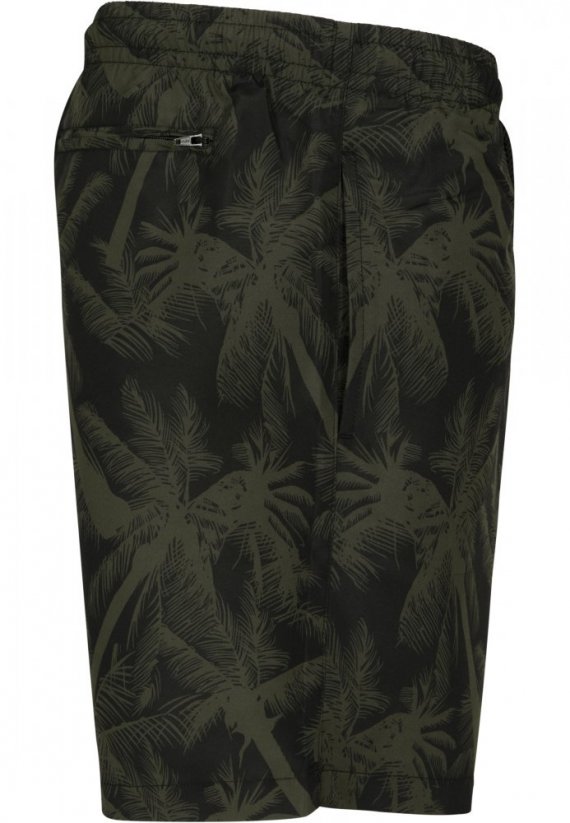 Pánske kúpacie šortky Urban Classics Pattern Swim Shorts - palm/olive
