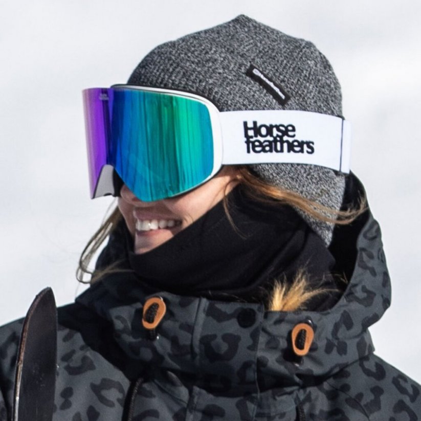 Bílo/zelené snowboardové brýle Horsefeathers Colt