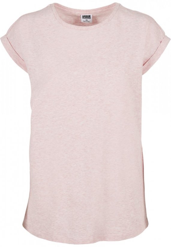 Ladies Color Melange Extended Shoulder Tee - pink melange