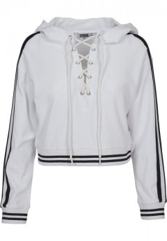 Mikina Urban Classic Ladies Short Lace Up Hoody - white/black