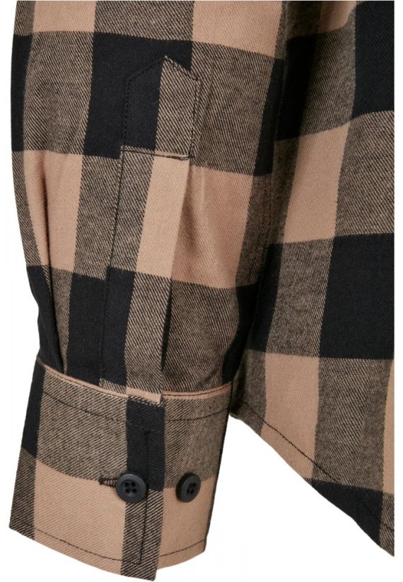 Ladies Turnup Checked Flanell Shirt - black/softtaupe