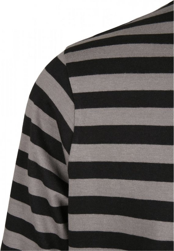 Šedo/Čierne pánske tričko s dlhým rukávom Urban Classics Regular Stripe LS