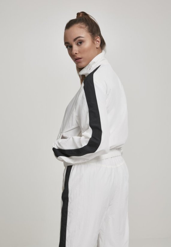 Bunda Urban Classics Ladies Short Striped Crinkle Track Jacket - white/black