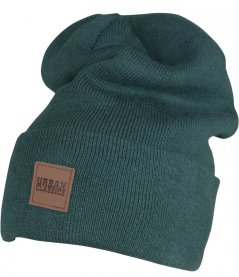 Čepice Urban Classics Leatherpatch Long Beanie - jasper