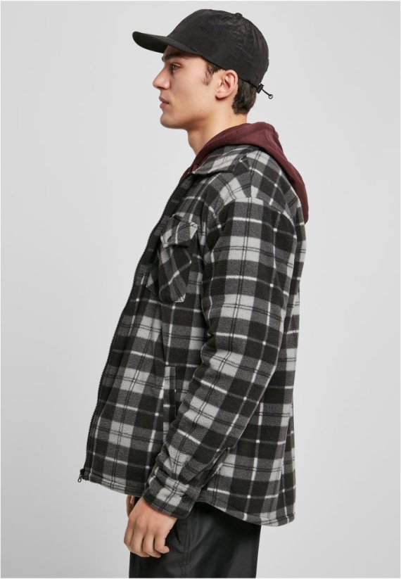 Pánska jarná bunda Urban Classics Plaid Teddy Lined - čierna, biela