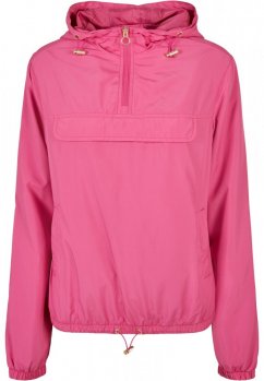 Jasne ružová dámska jarná/jesenná bunda Urban Classics Ladies Basic Pulloverull Over Jacket - brightviolet