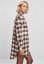 Ladies Oversized Check Flannel Shirt Dress - pink/brown