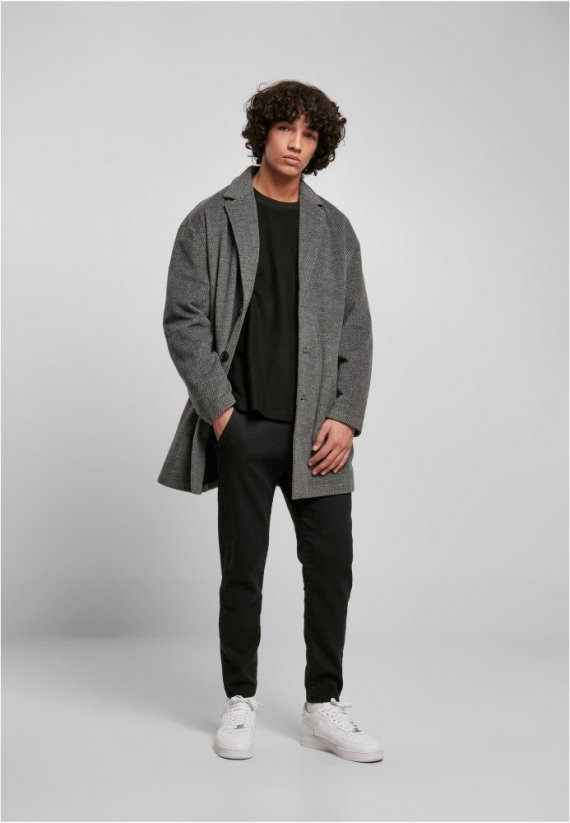 Pánsky kabát Urban Classics Classic Herringbone Coat - šedý