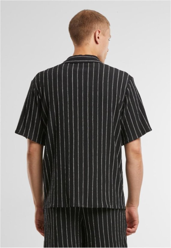 Striped Crinkle Resort Shirt offwhite/black 5XL - black/offwhite