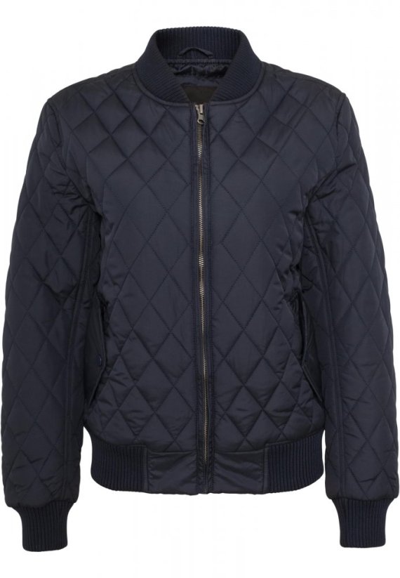 Dámská prošívaná bomber bunda Urban Classics Diamond Quilt Nylon-modrá