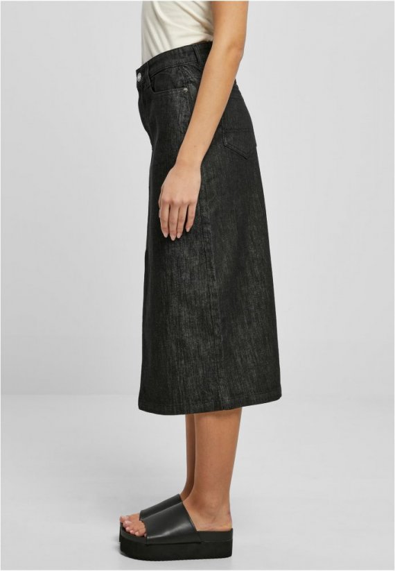 Ladies Midi Denim Skirt - black washed