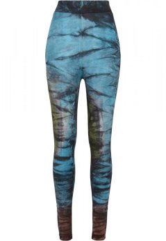 Ladies Cotton Tie Dye High Waist Leggings - black