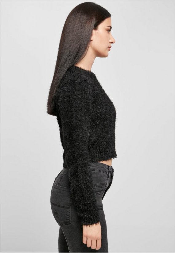 Damski sweter Urban Classics Cropped Feather - czarny
