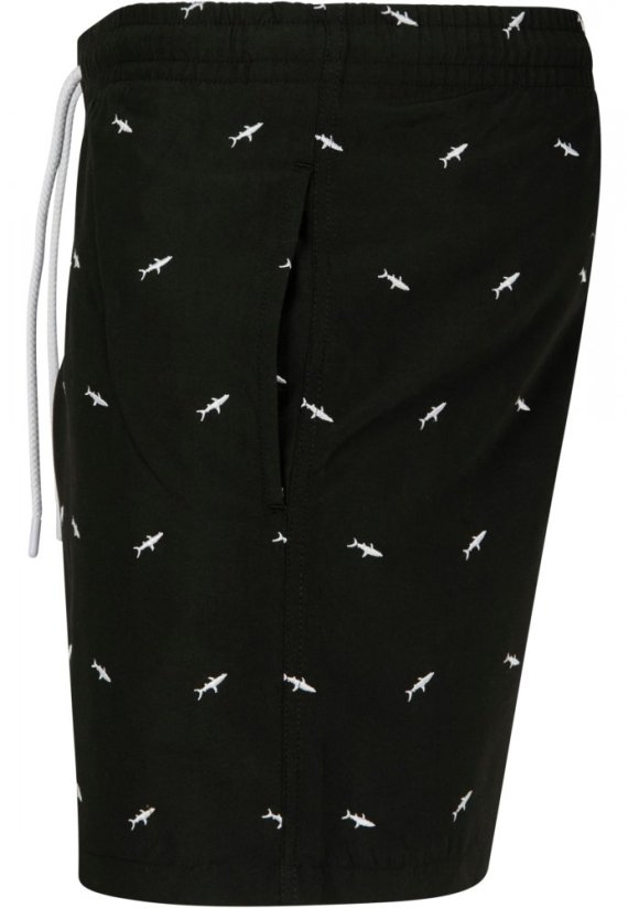 Embroidery Swim Shorts - shark/black/white