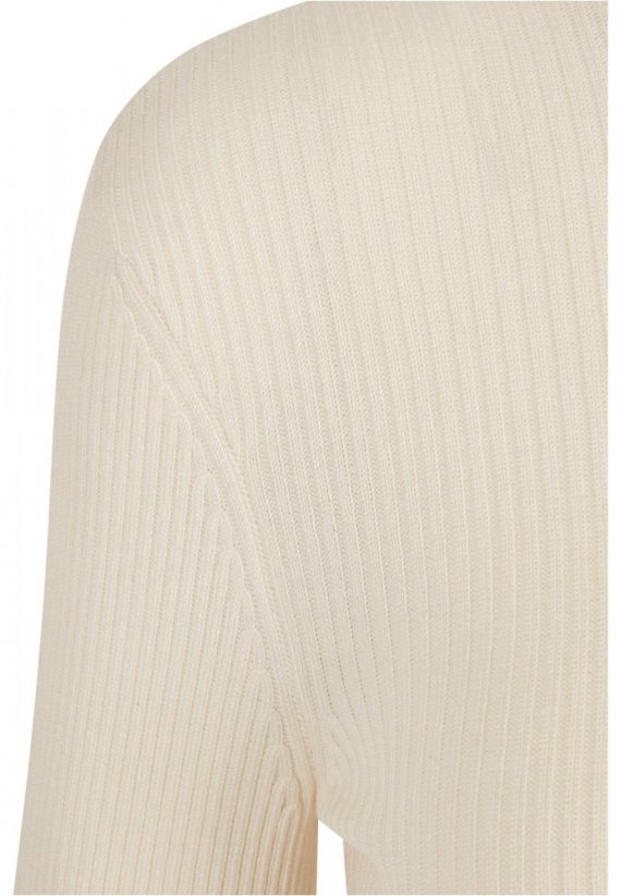 Ladies Cropped Rib Knit Zip Cardigan - whitesand