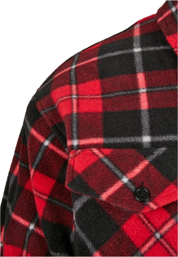 Pánská jarní bunda Urban Classics Plaid Teddy Lined - červená,černá