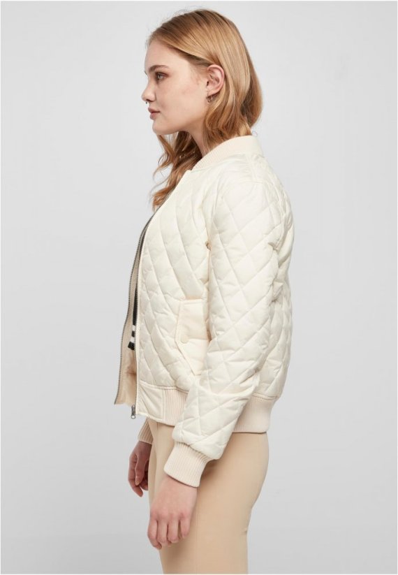 Ladies Diamond Quilt Nylon Jacket - whitesand