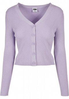 Dámsky sveter Urban Classics Ladies Short Rib Knit Cardigan - lilac