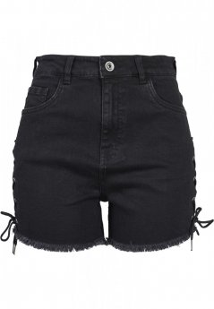 Ladies Highwaist Denim Lace Up Shorts