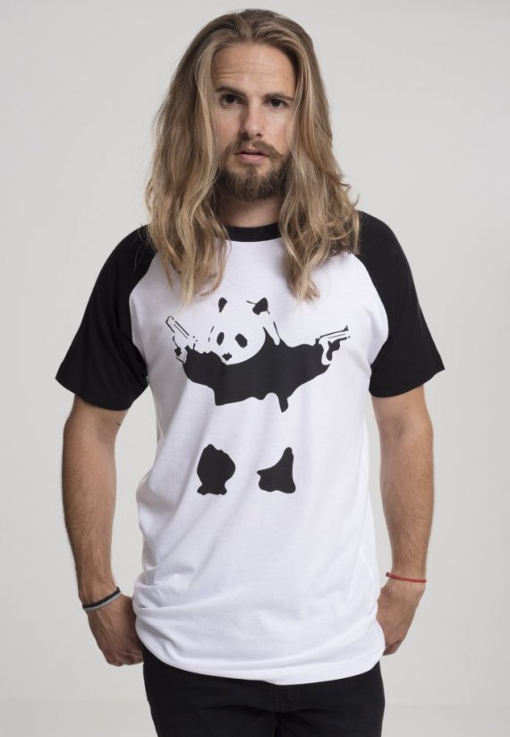 Pánské tričko Brandalised - Banksy´s Graffiti Panda Raglan Tee vwhite/black