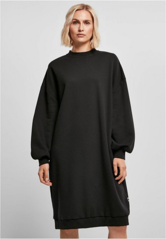 Ladies Organic Oversized Midi Crewneck Dress - black