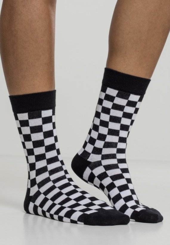 Ponožky Urban Classics Checker Socks 2-Pack black/white