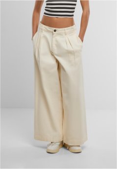 Ladies Wide Leg Light Denim Pants  - whitesand