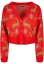 Ladies Short Oversized Christmas Cardigan - red/gold