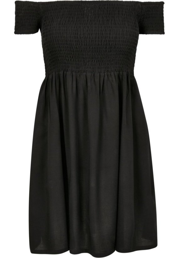 Ladies Smoked Off Shoulder Dress - black