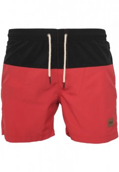 Pánské koupací kraťasy Urban Classics Block Swim Shorts - blk/red