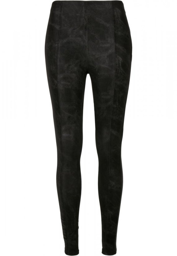 Ladies Washed Faux Leather Pants - black