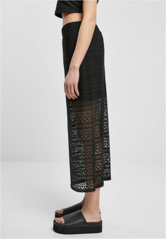 Dámská sukně Urban Classics Stretch Crochet Lace Midi - černá