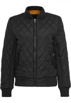 Dámska prešívaná bomber bunda Urban Classics Diamond Quilt Nylon - čierna