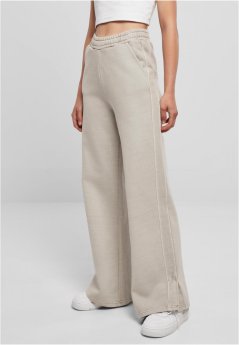 Ladies Heavy Terry Garment Dye Slit Pants - warmgrey