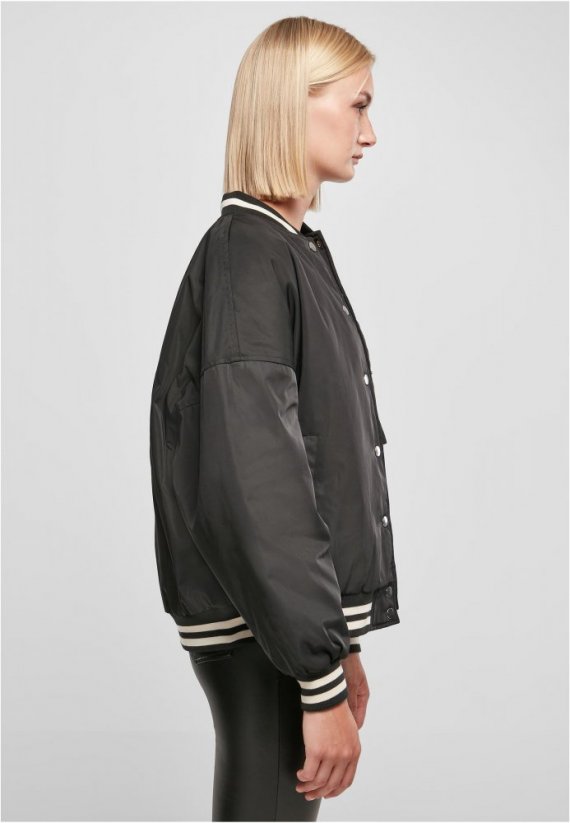 Ladies Oversized Recycled College Jacket - black