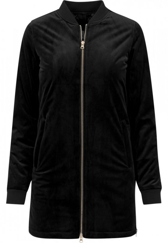 Ladies Long Velvet Jacket - black