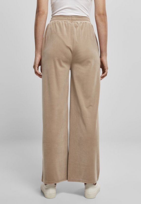 Damskie spodnie dresowe Damskie spodnie dresowe Straight Velvet z wysokim stanem - jasnobrązowy