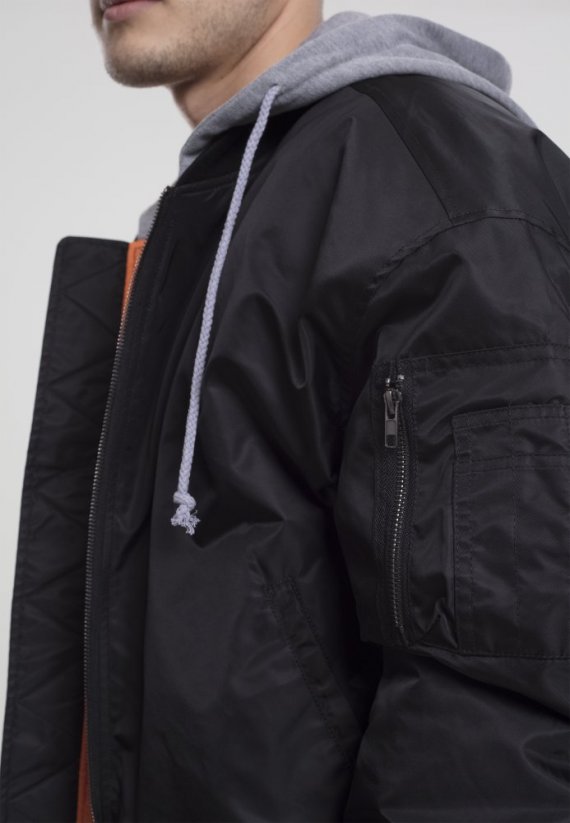 Pánska bomber bunda Urban Classics Hooded Oversized s kapucňou - čierna